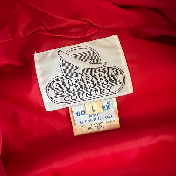 Vintage 80s Gore-Tex Sierra Country Red Nylon Hooded Windbreaker Jacket - Large - Picture 5 of 7
